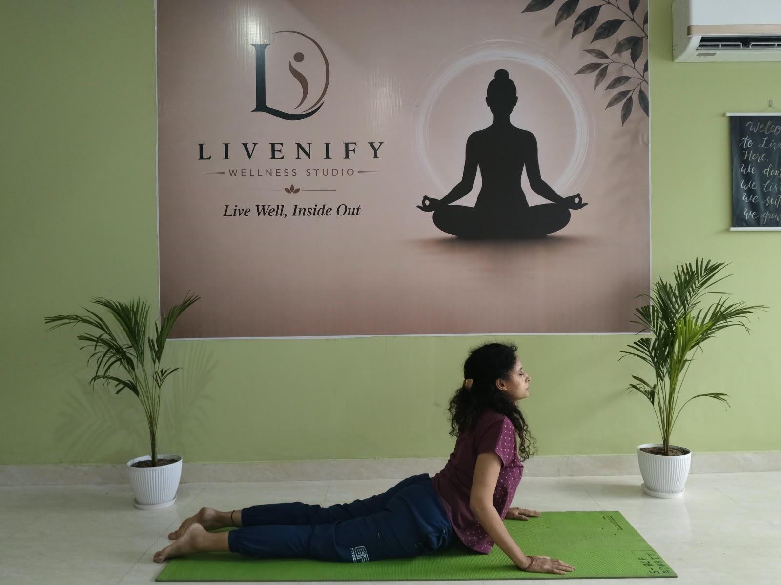 Yoga practice at Livenify Wellness Studio in Kardhani, on Kalwar Road, Jaipur