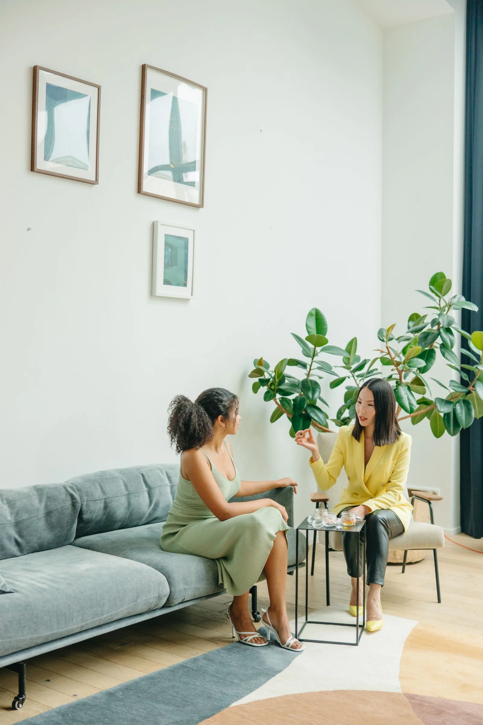 Two women discussing nutrition and lifestyle during a consultation